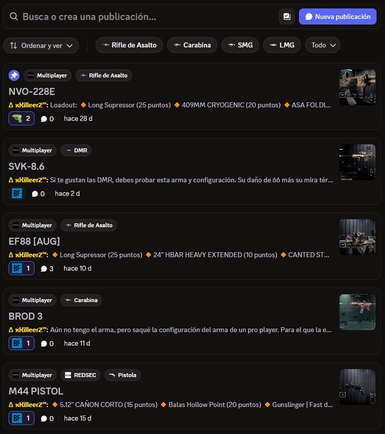 Feed de configuraciones de armas: NVO-228E, SVK-8.6, EF88, BROD3