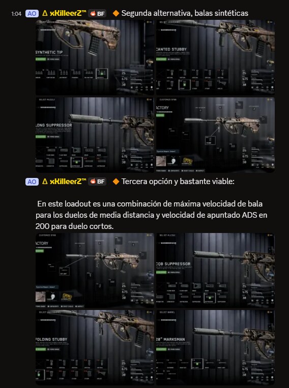 Configuraciones alternativas de armas compartidas en el servidor